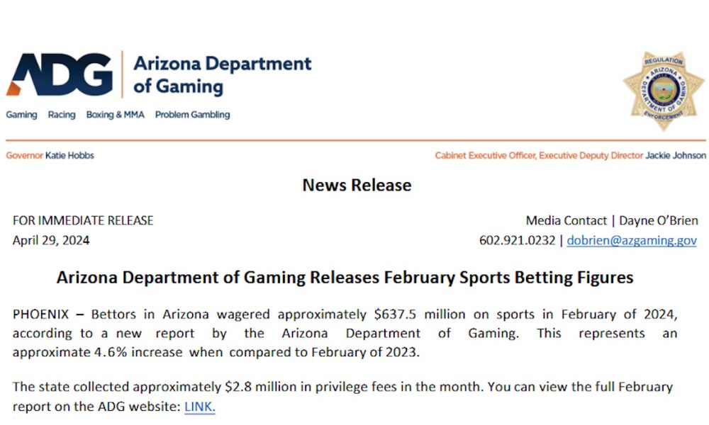 arizona-department-of-gaming-releases-february-sports-betting-figures